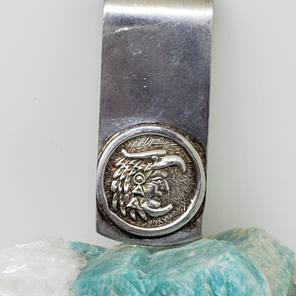 Vintage alpaca Mexico silver Mayan money clip